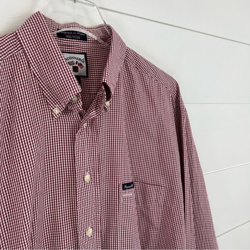 Faconnable Large Gingham Button Cotton Shirt - image 4